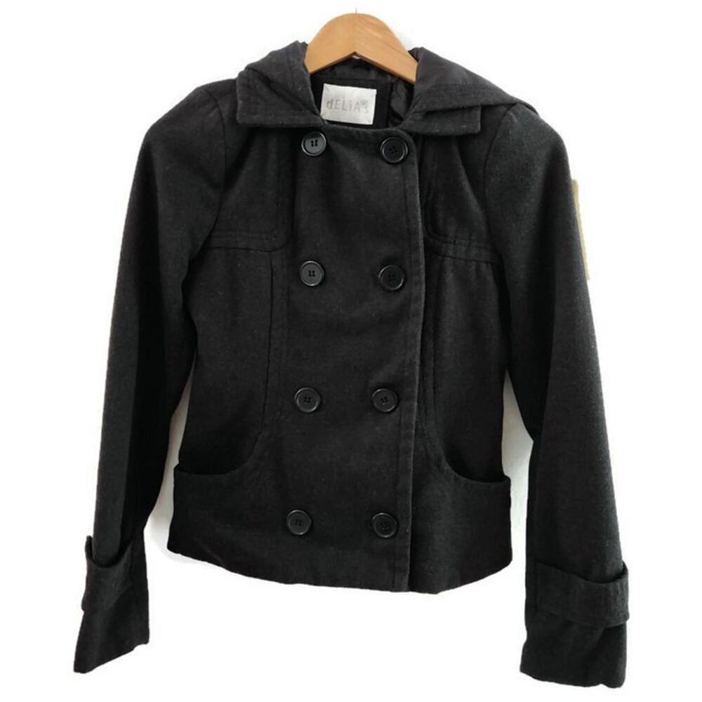 deliA*s Charcoal Grey Hooded Pea coat
